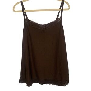 The Avenue Plus Size 14/16 Brown Y2K Stetchy Lace Trim Cami